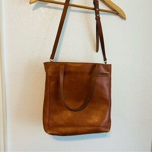 Madewell, leather tote purse cognac color